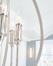 Load image into Gallery viewer, 24&quot; wide Polished Nickel Corinne 6 Light Chandelier with crystal inlay