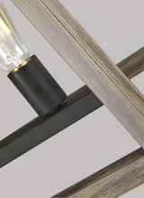Load image into Gallery viewer, Weathered Oak Wood / Antique Forged Iron Gannet 5 Light 50&quot; Wide Linear Chandelier