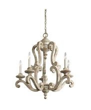 Load image into Gallery viewer, 28&quot; wide Distressed Antique White Hayman Bay Chandelier with 5 Lights