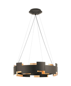 Satin Nickel Moderne 2 Light 34" Wide LED Abstract Linear Chandelier (Also available in Olde Bronze and 27" round)