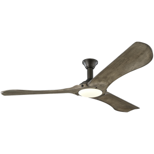 Minimalist 72" LED Ceiling Fan Aged Pewter with Light Grey Weathered Oak Blades