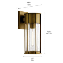 Load image into Gallery viewer, Camillo 1 Light 15 inch Natural Brass Outdoor Wall Mount, Medium