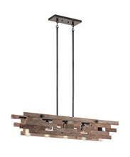 Load image into Gallery viewer, Anvil Iron Cuyahoga Mill 5 Light 44&quot; Wide Linear Chandelier with reclaimed wood
