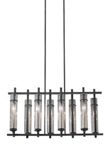 Load image into Gallery viewer, 37&quot; wide Antique Forged Iron  Ethan Wrought Iron Eight Light Chandelier with Clear Glass Shades