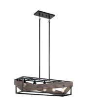 Load image into Gallery viewer, Black Fulton Cross 5 Light 37&quot; Wide Linear Chandelier with reclaimed wood
