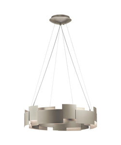 Satin Nickel Moderne 2 Light 34" Wide LED Abstract Linear Chandelier (Also available in Olde Bronze and 27" round)