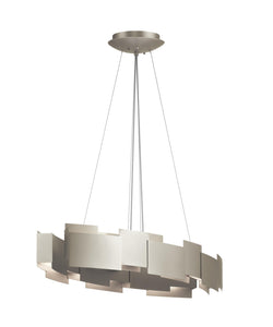 Satin Nickel Moderne 2 Light 34" Wide LED Abstract Linear Chandelier (Also available in Olde Bronze and 27" round)