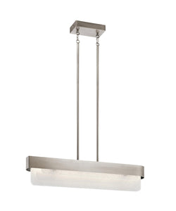 Classic Pewter Serene 36" Wide LED Linear Chandelier with layers of textured glass (Also available in Natural Brass)